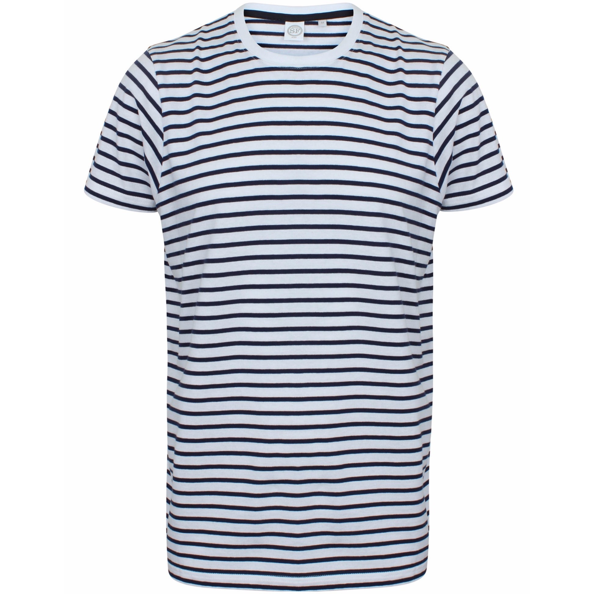 White-Oxford Navy - Front - Skinni Fit Unisex Striped Short Sleeve T-Shirt