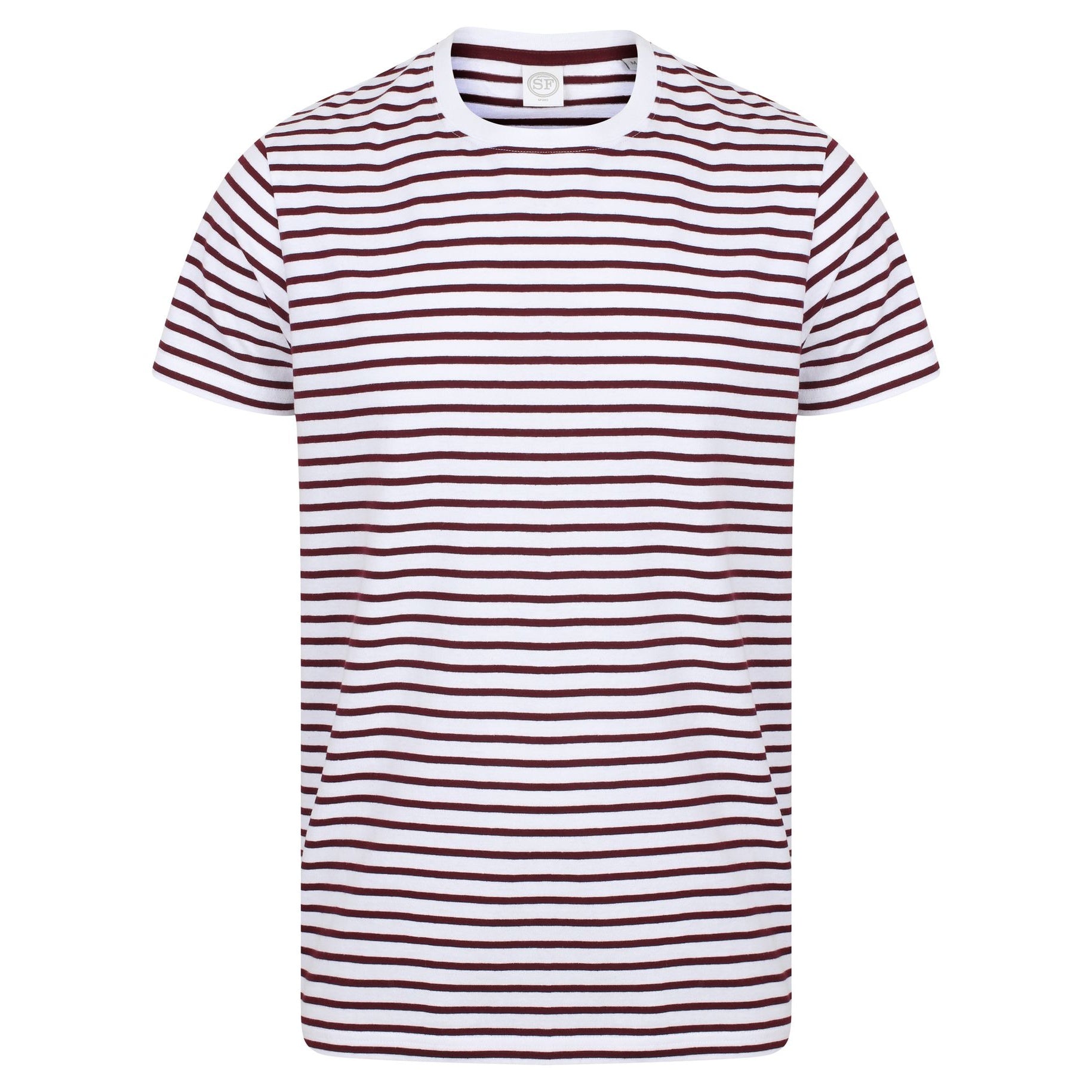 White-Oxford Navy - Side - Skinni Fit Unisex Striped Short Sleeve T-Shirt