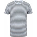 Heather Grey-White - Front - Skinni Fit Unisex Striped Short Sleeve T-Shirt
