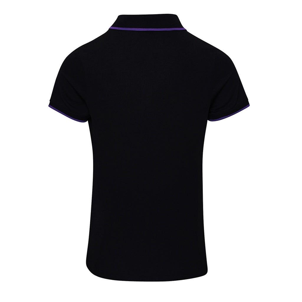 Black-Purple - Side - Premier Womens-Ladies Contrast Coolchecker Polo Shirt