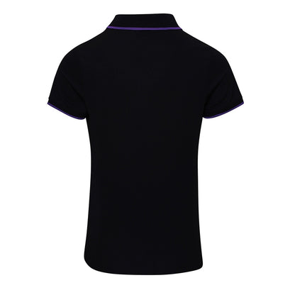 Black-Purple - Side - Premier Womens-Ladies Contrast Coolchecker Polo Shirt