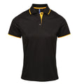 Black-Sunflower - Front - Premier Womens-Ladies Contrast Coolchecker Polo Shirt