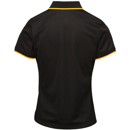 Black-Sunflower - Back - Premier Womens-Ladies Contrast Coolchecker Polo Shirt