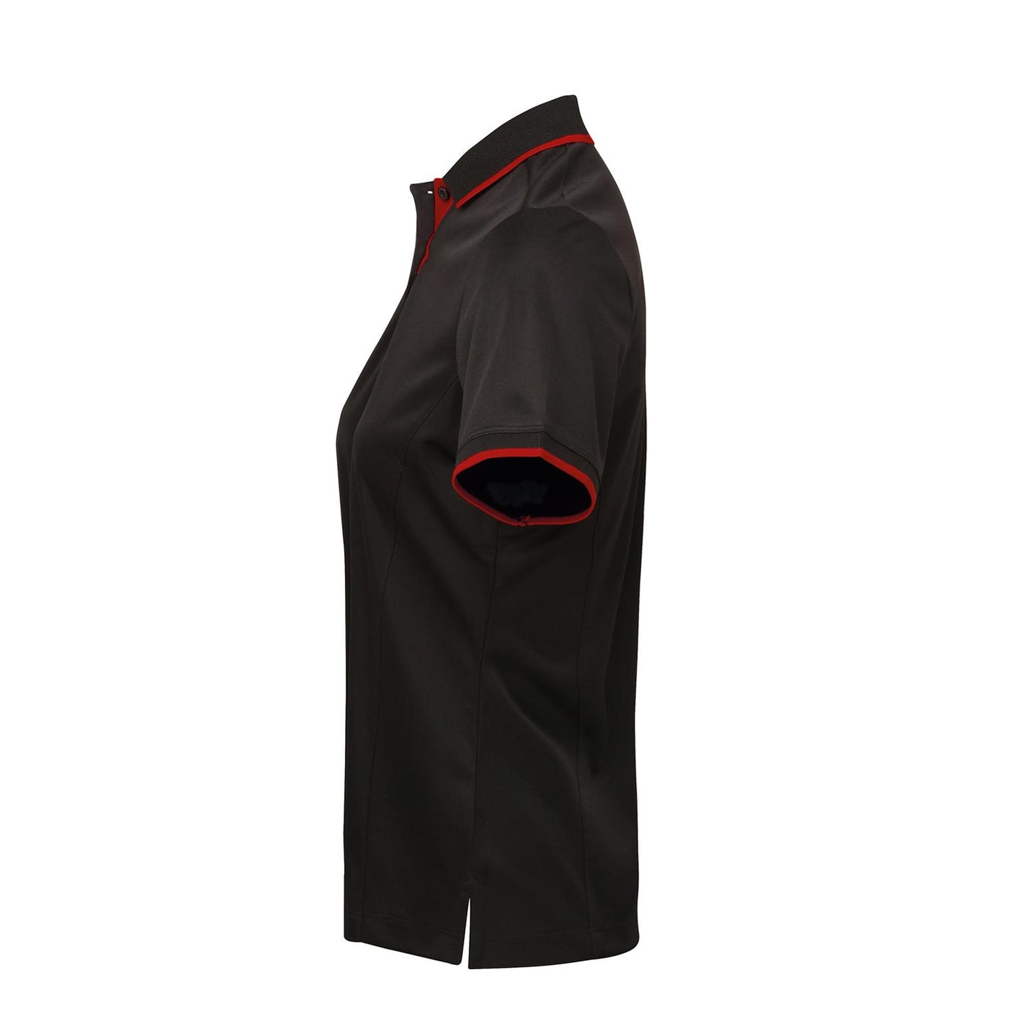 Black-Red - Side - Premier Womens-Ladies Contrast Coolchecker Polo Shirt