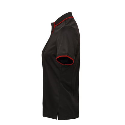 Black-Red - Side - Premier Womens-Ladies Contrast Coolchecker Polo Shirt