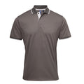 Dark Grey-Silver - Front - Premier Mens Contrast Coolchecker Polo Shirt