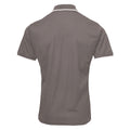 Dark Grey-Silver - Back - Premier Mens Contrast Coolchecker Polo Shirt