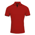 Red-Black - Front - Premier Mens Contrast Coolchecker Polo Shirt
