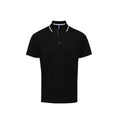 Black-White - Front - Premier Mens Contrast Coolchecker Polo Shirt