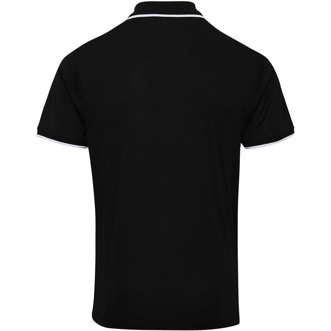 Black-White - Back - Premier Mens Contrast Coolchecker Polo Shirt