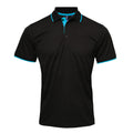 Black-Turquoise - Front - Premier Mens Contrast Coolchecker Polo Shirt