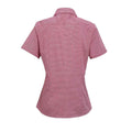 Red-White - Back - Premier Womens-Ladies Microcheck Short Sleeve Cotton Shirt