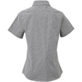 Black-White - Back - Premier Womens-Ladies Microcheck Short Sleeve Cotton Shirt