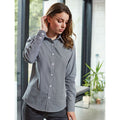 Red-White - Back - Premier Womens-Ladies Microcheck Long Sleeve Shirt