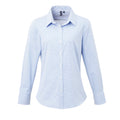 Navy-White - Back - Premier Womens-Ladies Microcheck Long Sleeve Shirt