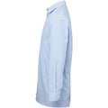Light Blue-White - Side - Premier Mens Microcheck Long Sleeve Shirt
