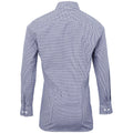 Navy-White - Back - Premier Mens Microcheck Long Sleeve Shirt