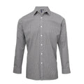 Black-White - Front - Premier Mens Microcheck Long Sleeve Shirt