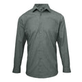 Grey Denim - Front - Premier Mens Poplin Cross-Dye Roll Sleeve Shirt