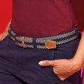 Slate-Navy - Back - Asquith & Fox Mens Two Colour Stripe Braid Stretch Belt