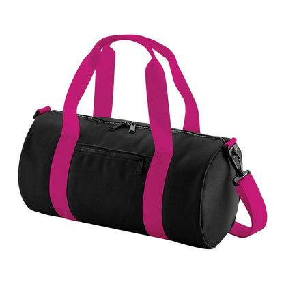 Black-Fuchsia - Back - Bagbase Mini Barrel Bag