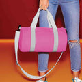 Classic Pink-White - Back - Bagbase Mini Barrel Bag