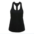 Black - Front - Tri Dri Womens-Ladies Performance Strap Back Vest