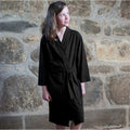 Black - Back - Towel City Childrens-Kids Kimono Style Robe