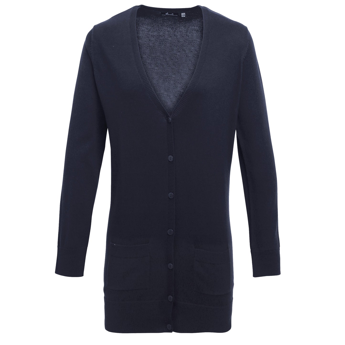 Navy - Front - Premier Womens-Ladies Longline V Neck Knitted Cardigan