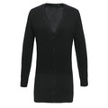 Black - Front - Premier Womens-Ladies Longline V Neck Knitted Cardigan