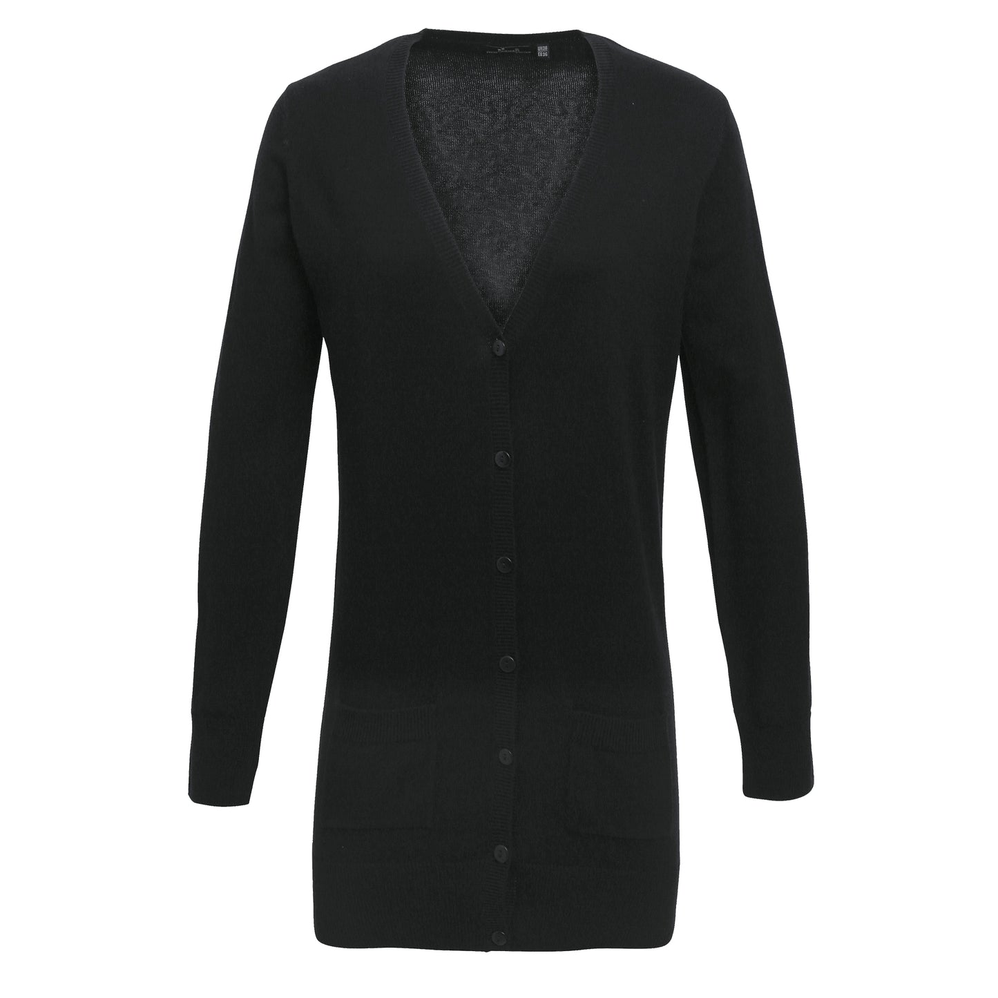 Black - Front - Premier Womens-Ladies Longline V Neck Knitted Cardigan