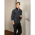 Charcoal - Back - Premier Mens 1-4 Zip Neck Knitted Sweater