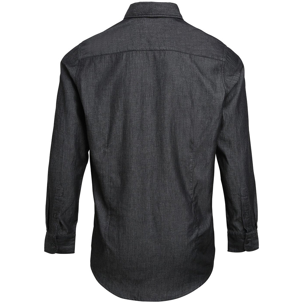 Black Denim - Side - Premier Mens Jeans Stitch Long Sleeve Denim Shirt