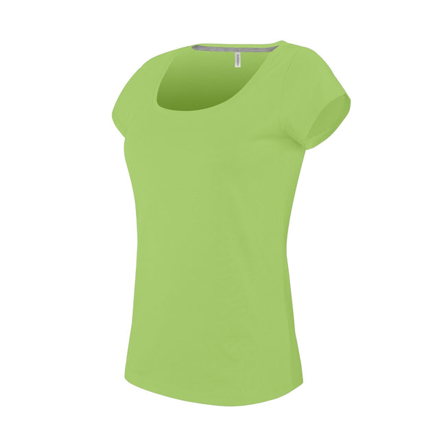 Lime - Front - Kariban Womens-Ladies Boat Neck Short Sleeve T-Shirt