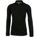 Black - Front - Nimbus Womens-Ladies Carlington Deluxe Long Sleeve Polo Shirt