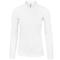 White - Front - Nimbus Womens-Ladies Carlington Deluxe Long Sleeve Polo Shirt
