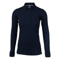 Dark Navy - Front - Nimbus Womens-Ladies Carlington Deluxe Long Sleeve Polo Shirt