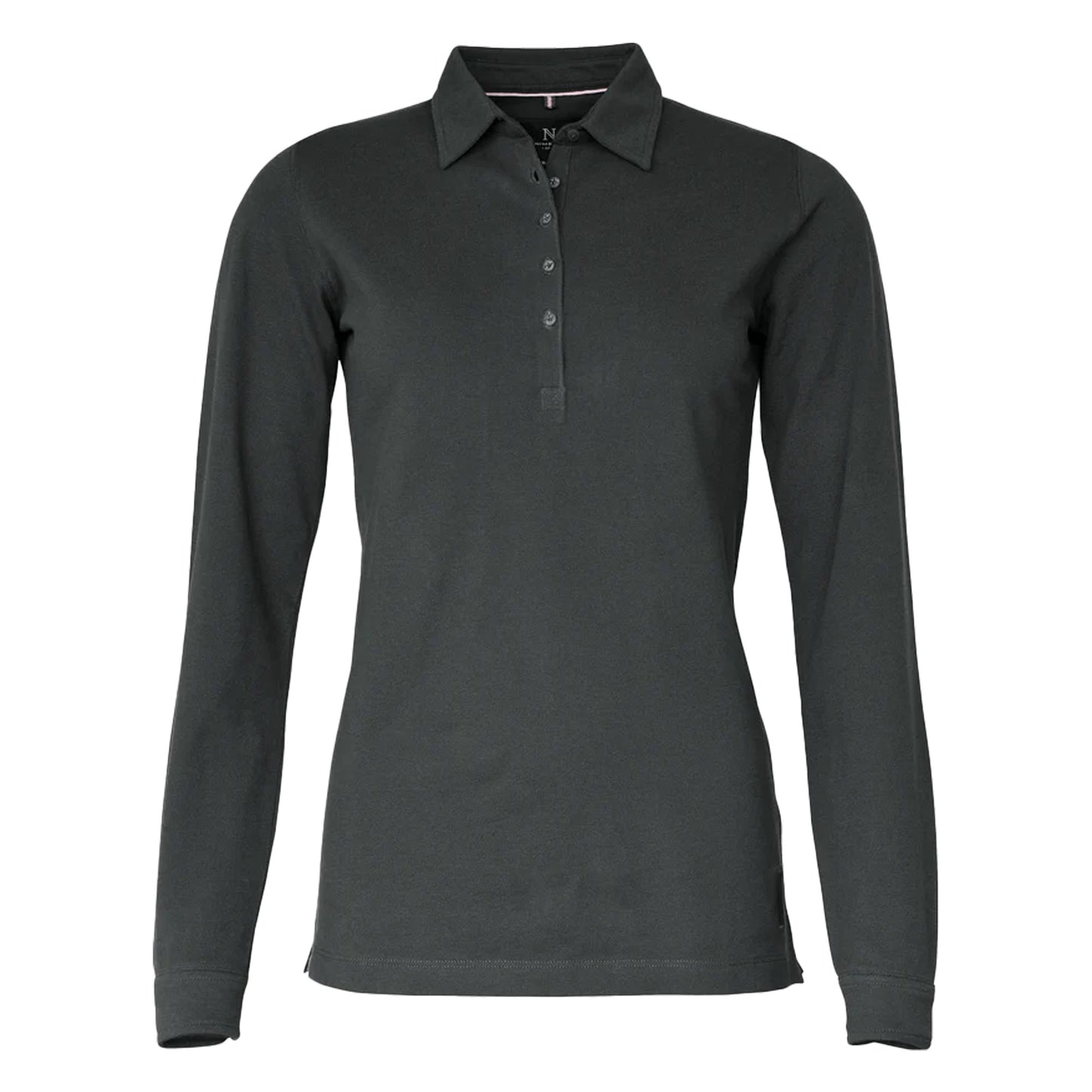 Charcoal - Front - Nimbus Womens-Ladies Carlington Deluxe Long Sleeve Polo Shirt