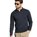 Navy - Back - Nimbus Mens Carlington Deluxe Long Sleeve Polo Shirt