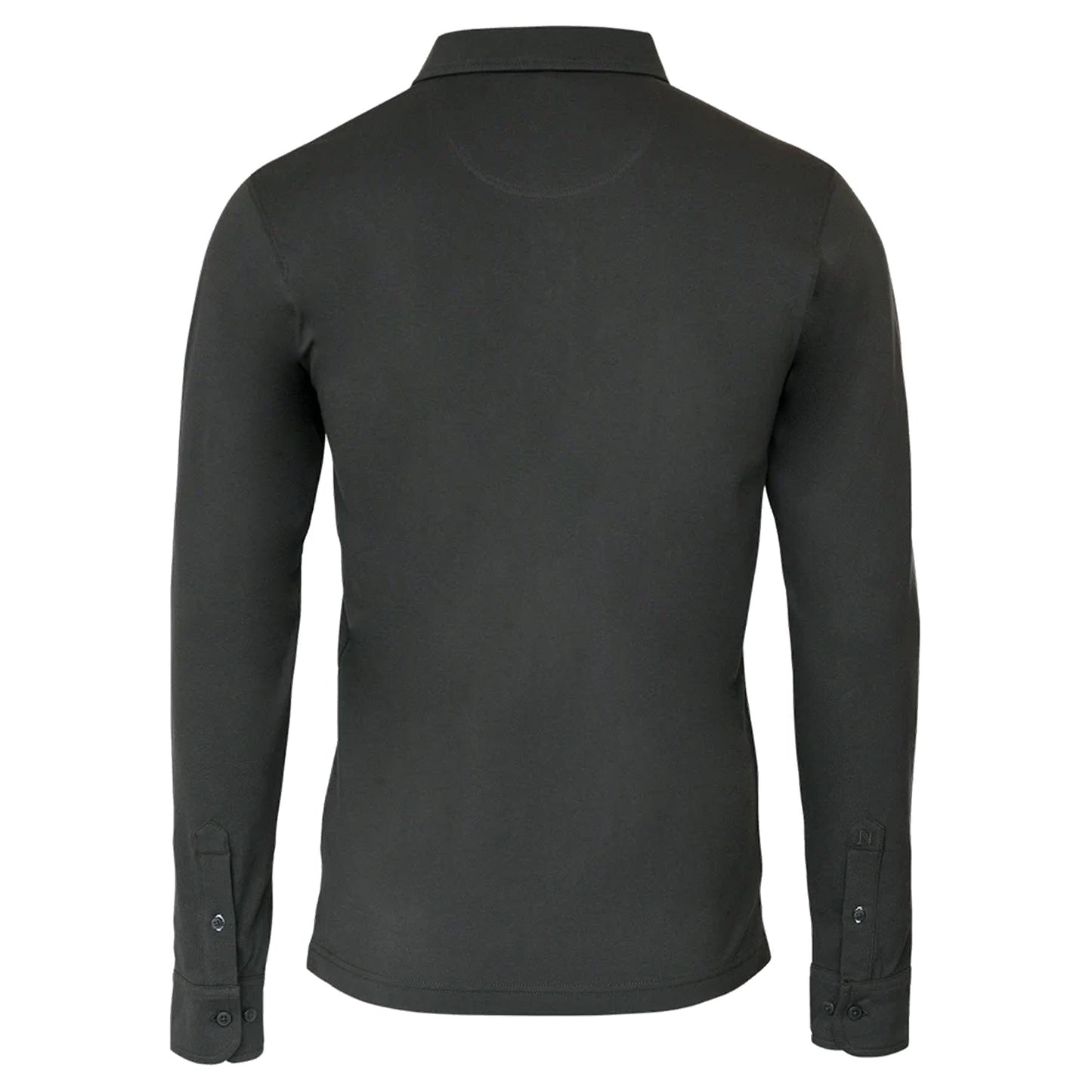 Charcoal - Back - Nimbus Mens Carlington Deluxe Long Sleeve Polo Shirt