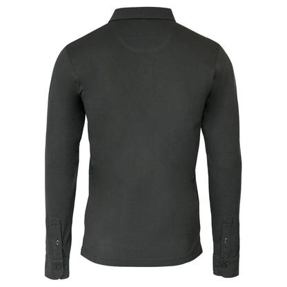 Charcoal - Back - Nimbus Mens Carlington Deluxe Long Sleeve Polo Shirt