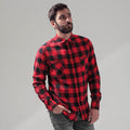 Black-Red - Pack Shot - Build Your Brand Mens Checked Flannel Shirt