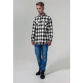Black-White - Side - Build Your Brand Mens Checked Flannel Shirt