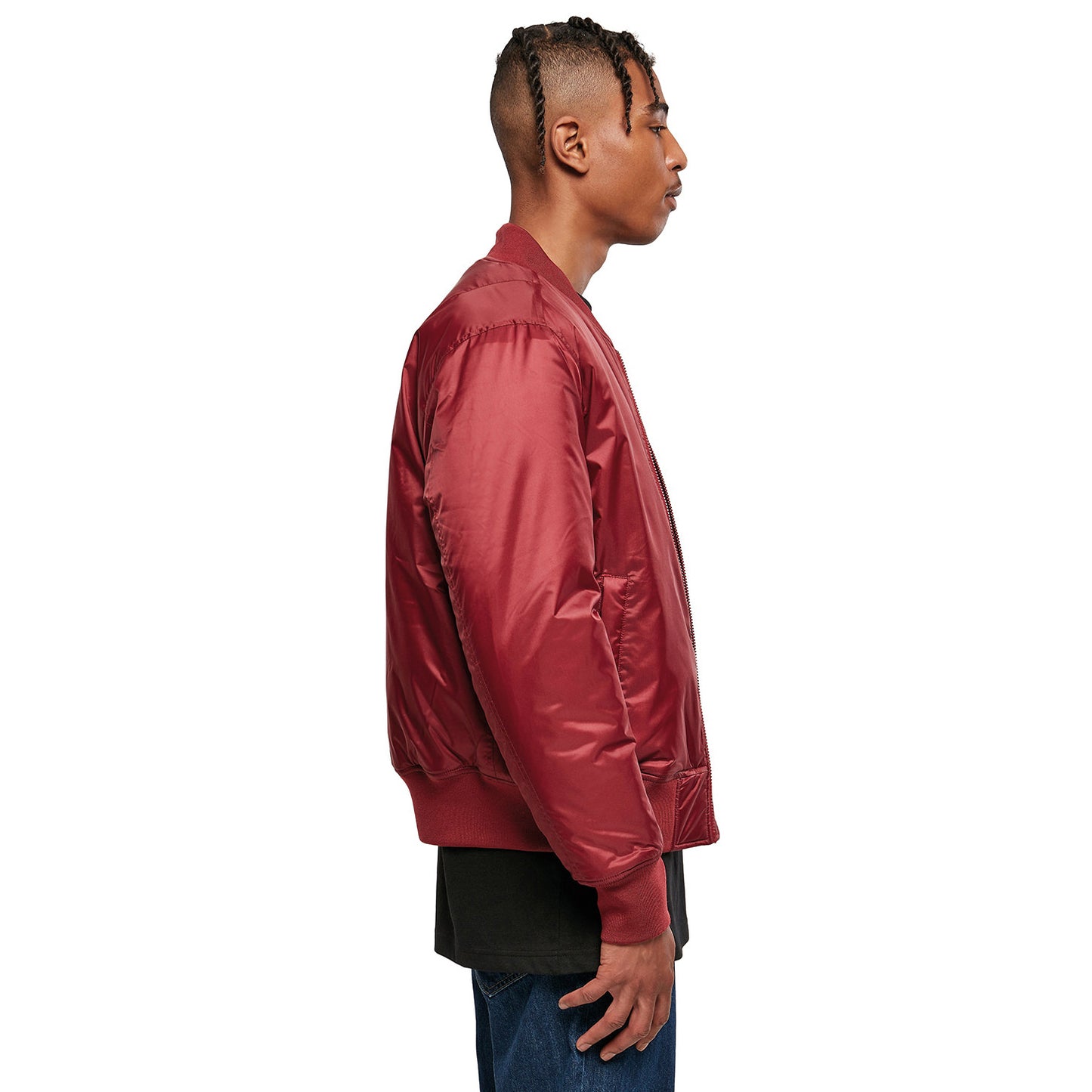 Burgundy - Lifestyle - Build Your Brand Mens Contrast Bomber Jacket