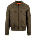 Dark Olive - Front - Build Your Brand Mens Contrast Bomber Jacket