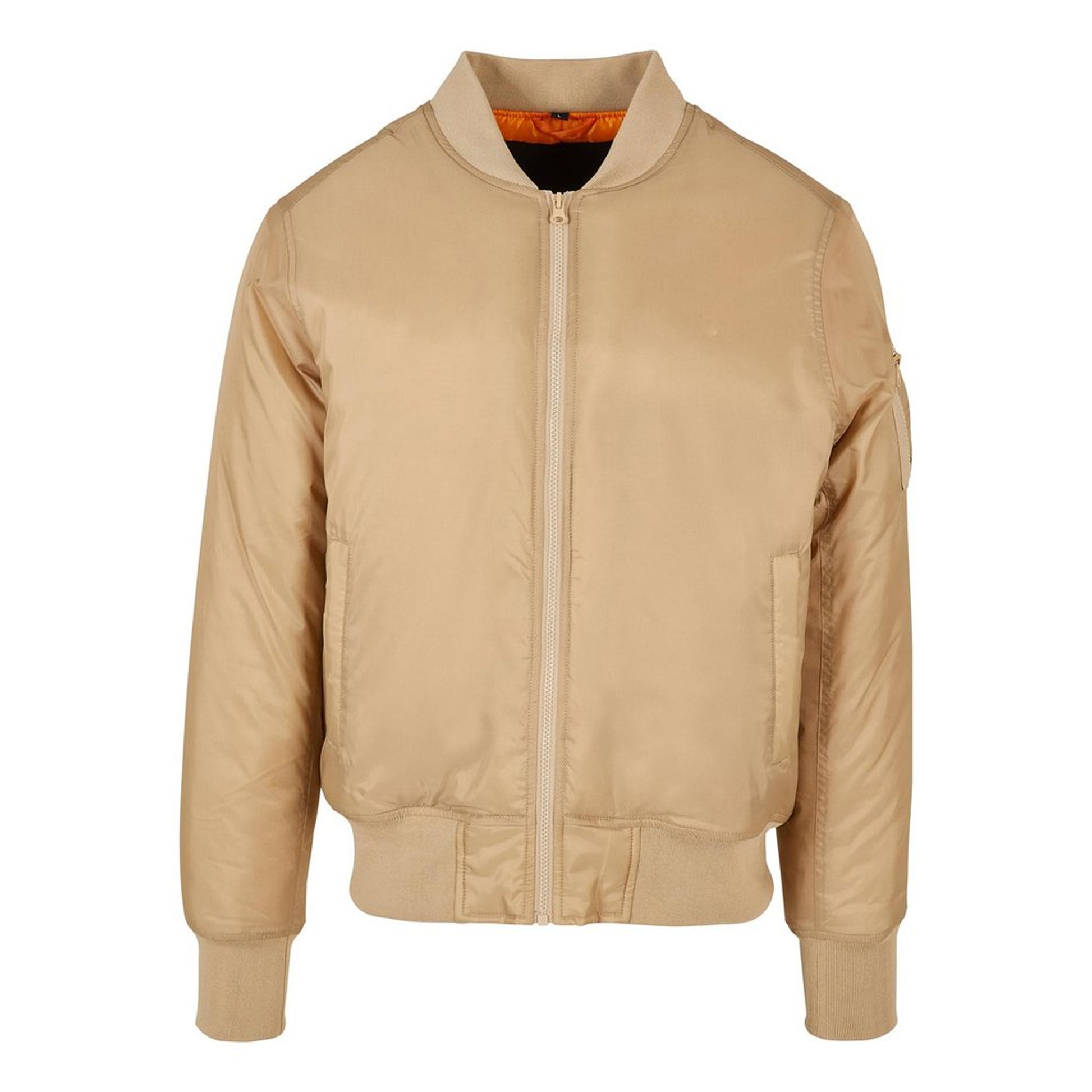 Union Beige - Front - Build Your Brand Mens Contrast Bomber Jacket