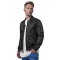 Black - Back - Build Your Brand Mens Contrast Bomber Jacket