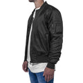 Black - Side - Build Your Brand Mens Contrast Bomber Jacket