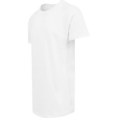 White - Back - Build Your Brand Mens Shaped Long Short Sleeve T-Shirt
