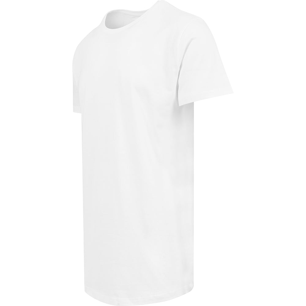 White - Back - Build Your Brand Mens Shaped Long Short Sleeve T-Shirt